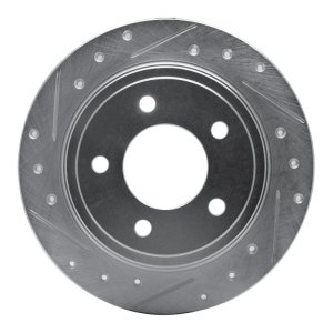 Chrysler 300M Brake Rotor (1) - Rear Left - R1 Concepts - Drilled & Slotted - Silver - `93-`04